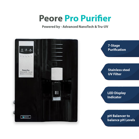 Peore Pro NF+UV: Water Purifier with Less Water Wastage (Black, New)