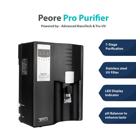Peore Pro NF+UV: Water Purifier with Less Water Wastage (Black, New)