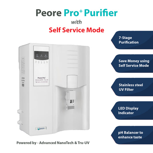 Peore Pro Plus NF+UV: Water Purifier with Less Water Wastage and Self-Service Mode (White, New)