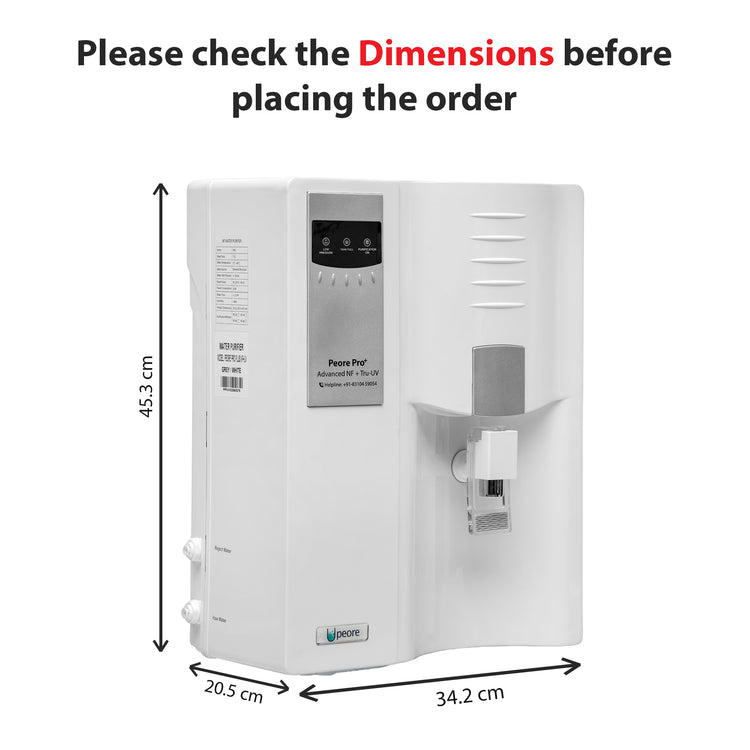 Peore Pro Plus NF+UV: Water Purifier with Less Water Wastage and Self-Service Mode (White, New)