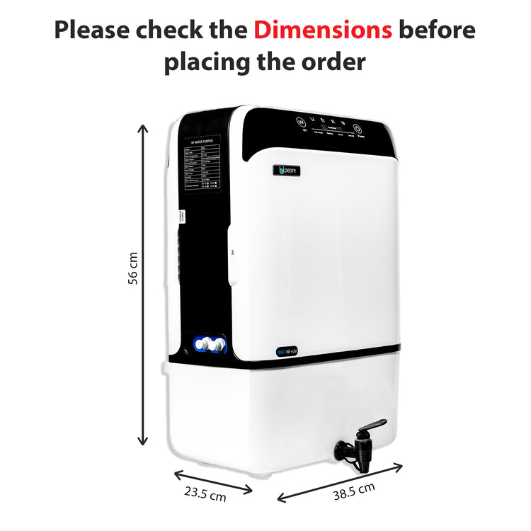 Peore Neo 2X NF+UV Water Purifier (White) | No Service for 2 Years | 2 Year Warranty