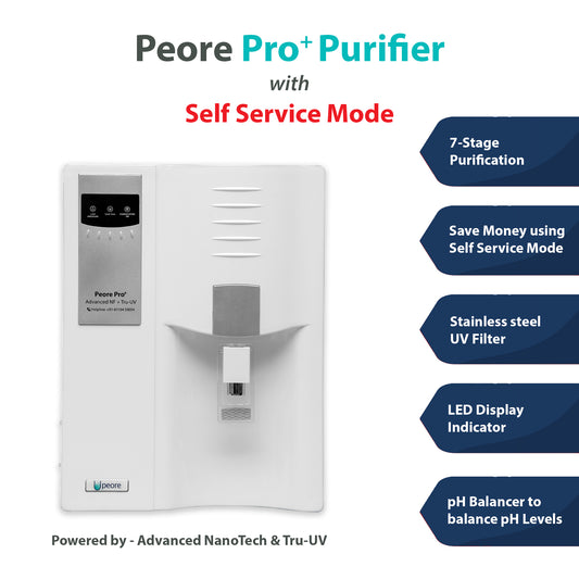 Peore Pro Plus NF+UV: Water Purifier with Less Water Wastage and Self-Service Mode (White, New)